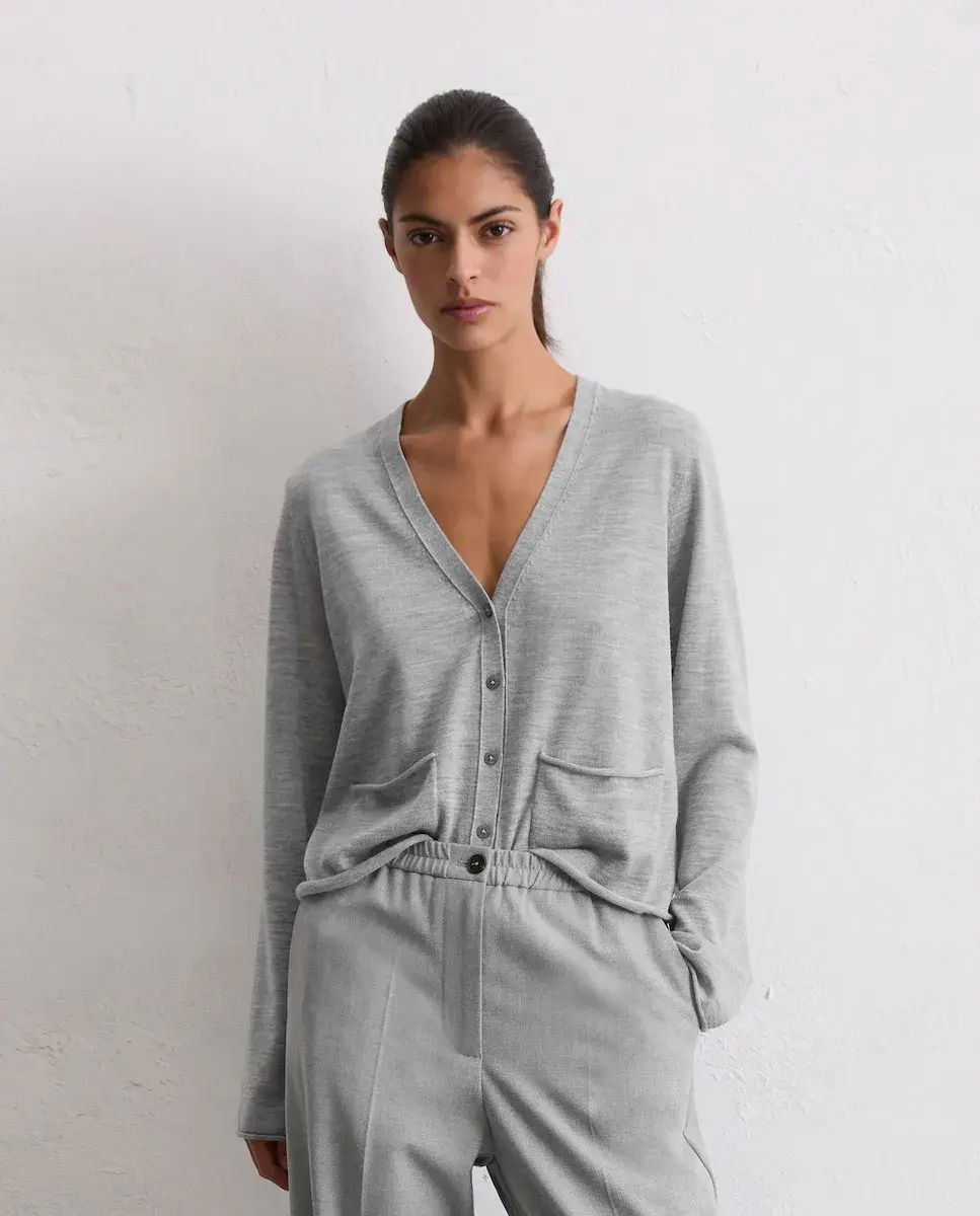 

Женский облегающий кардиган из тонкой мериносовой шерсти MARC O'POLO, серый