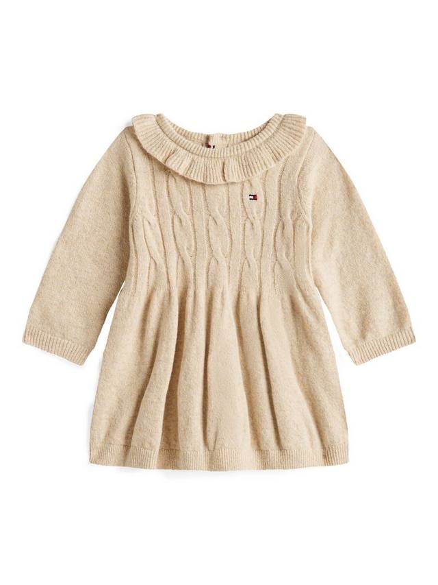 

Детское платье из хлопковой смеси с косой вязкой Tommy Hilfiger, Malted Milk