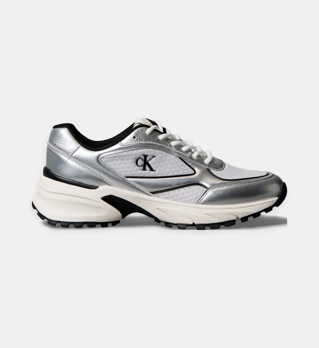 Низкие кроссовки Hike Runner с фирменной металлической отделкой Calvin Klein, серебряный