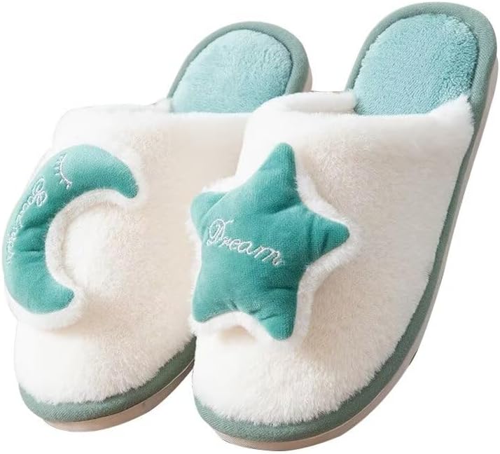 

Женские и мужские милые мультяшные теплые хлопковые тапочки Zonkacen для зимнего использования дома и в спальне, зеленый