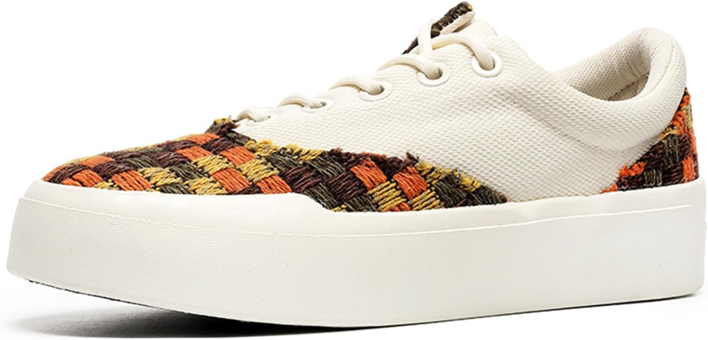 

Мужские модные низкие кеды из дышащего канваса с шнуровкой, массивной платформенной подошвой, классическим закругленным носком, удобные, легкие, противоскользящие, для тенниса, прогулок и вождения Qklmwes, оранжевый