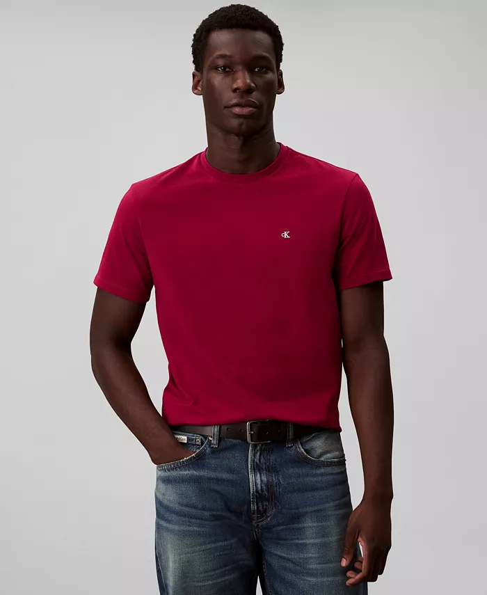 

Мужская однотонная футболка с круглым вырезом Calvin Klein, красный