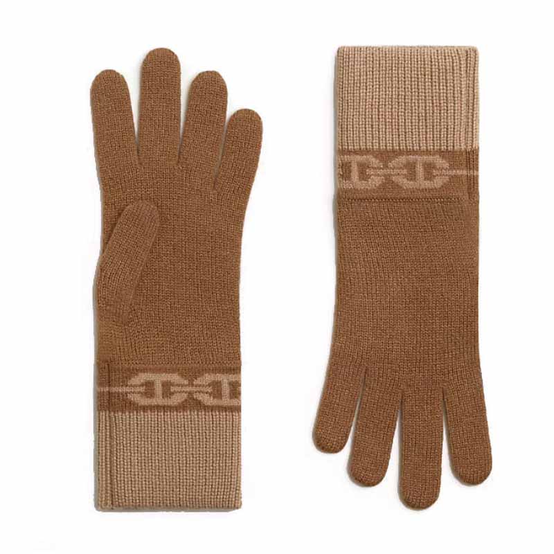 

Кашемировые вязаные перчатки женские каштановые HERMES