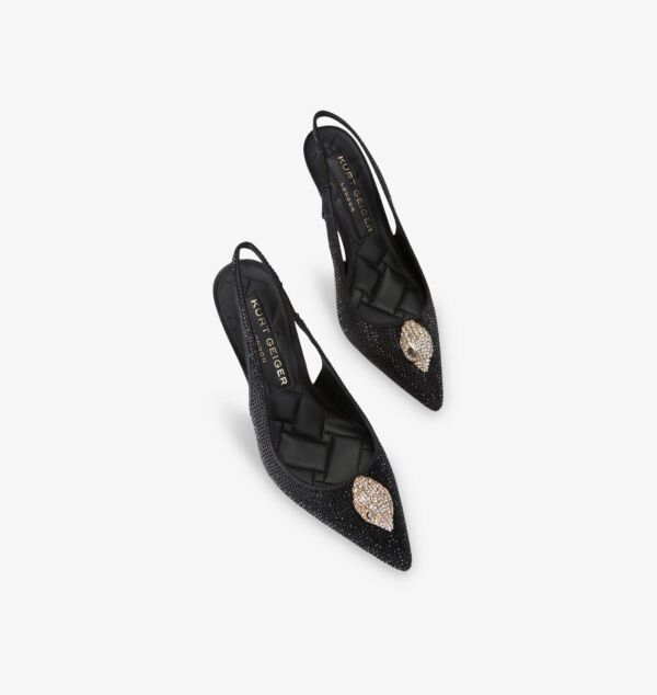 Атласные туфли-лодочки Belgravia с открытой пяткой, украшенные стразами Kurt Geiger London, черный — фото 2