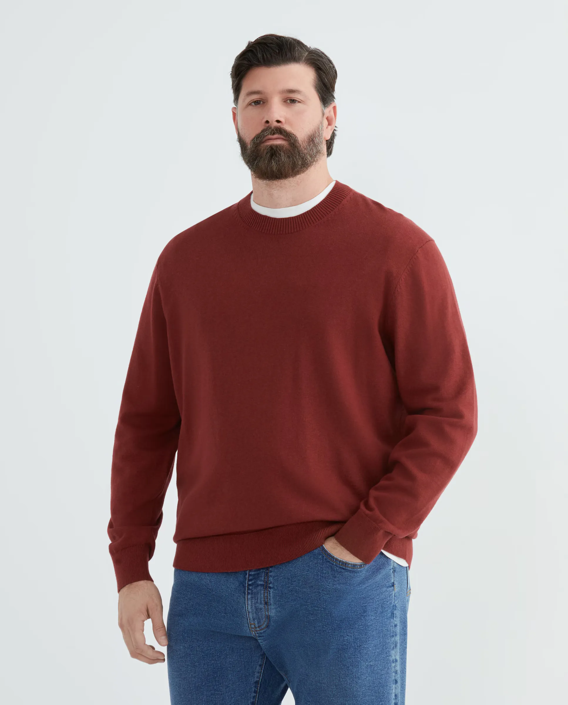 

Базовый джемпер с круглым вырезом для мужчин больших размеров Dustin, бордовый