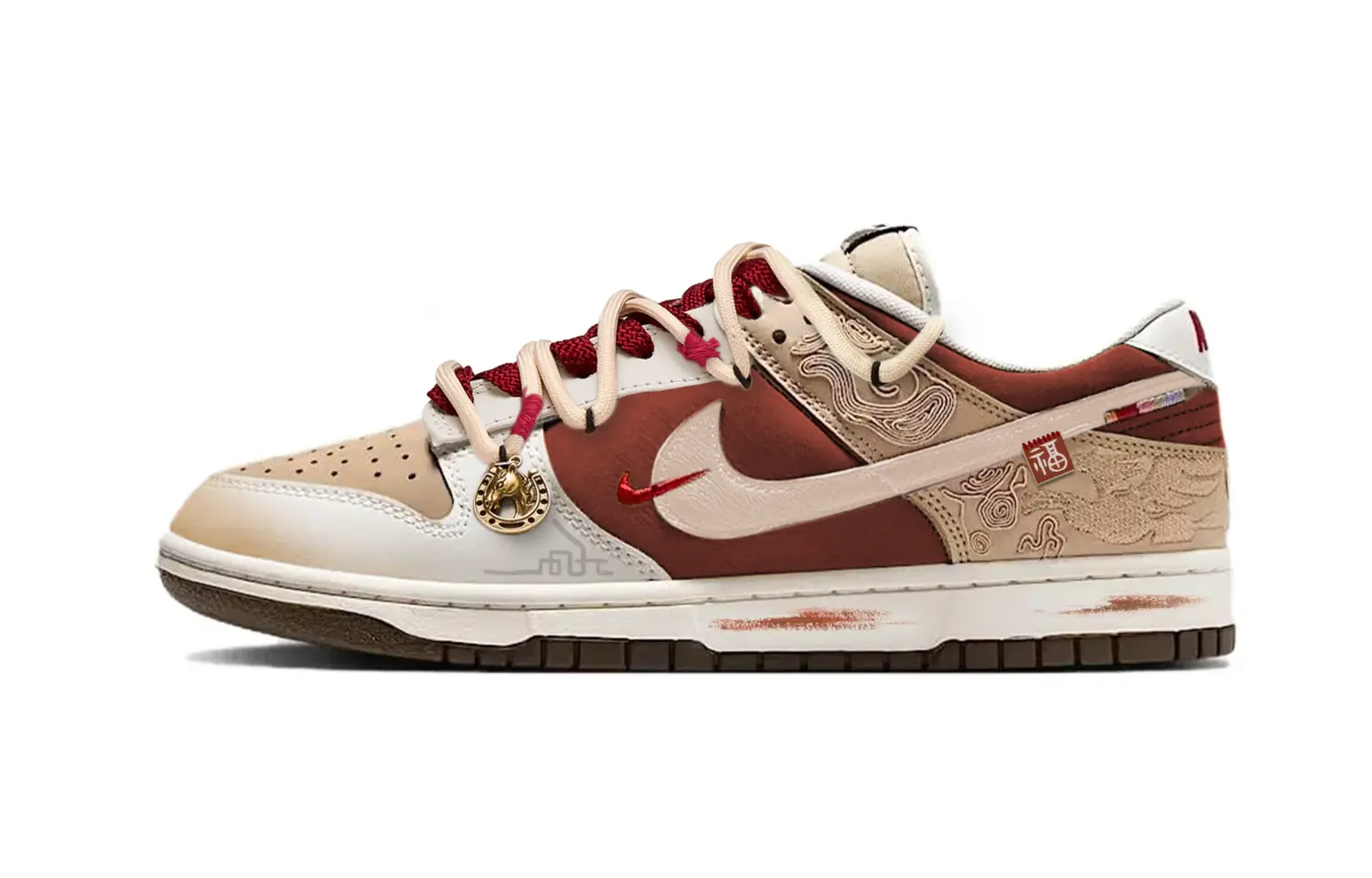 Nike Dunk Cherry Bomb, Undomesticated Cushioning, износостойкие низкие кроссовки для скейтбординга Unisex красно-коричневые