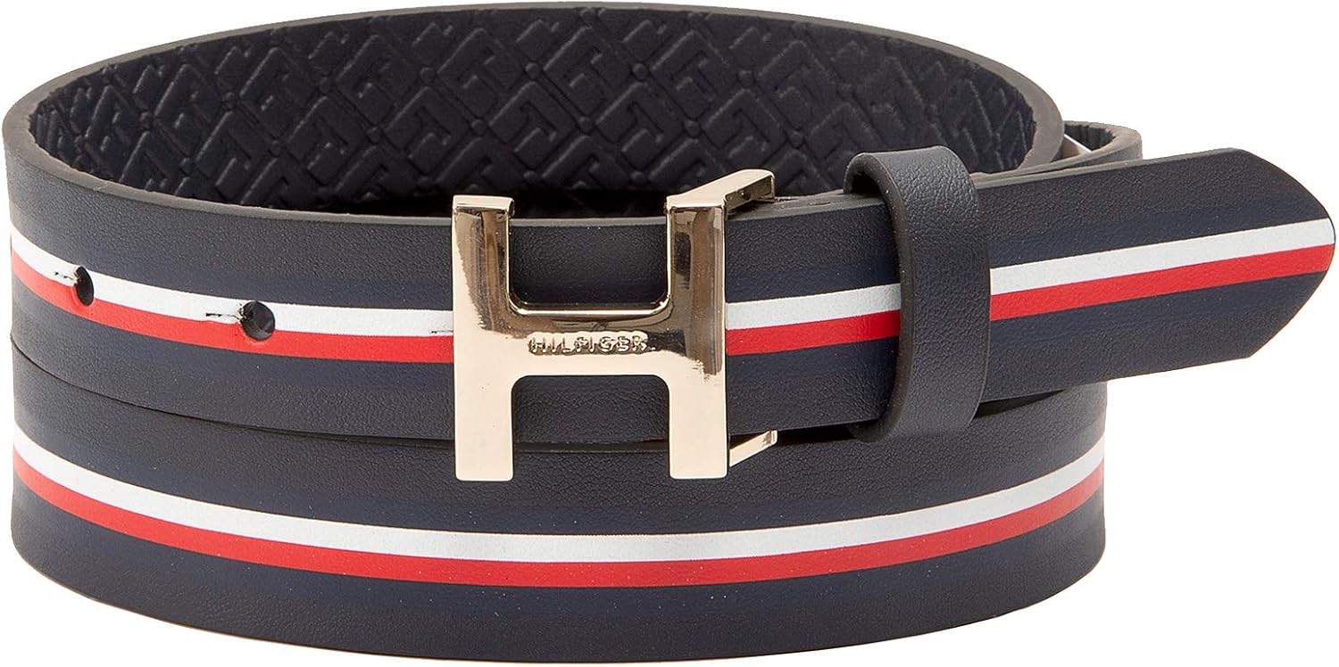 

Женский ремень Tommy Hilfiger с пряжкой в виде монограммы H, узкий, повседневный, для джинсов, брюк и платьев, Th Navy