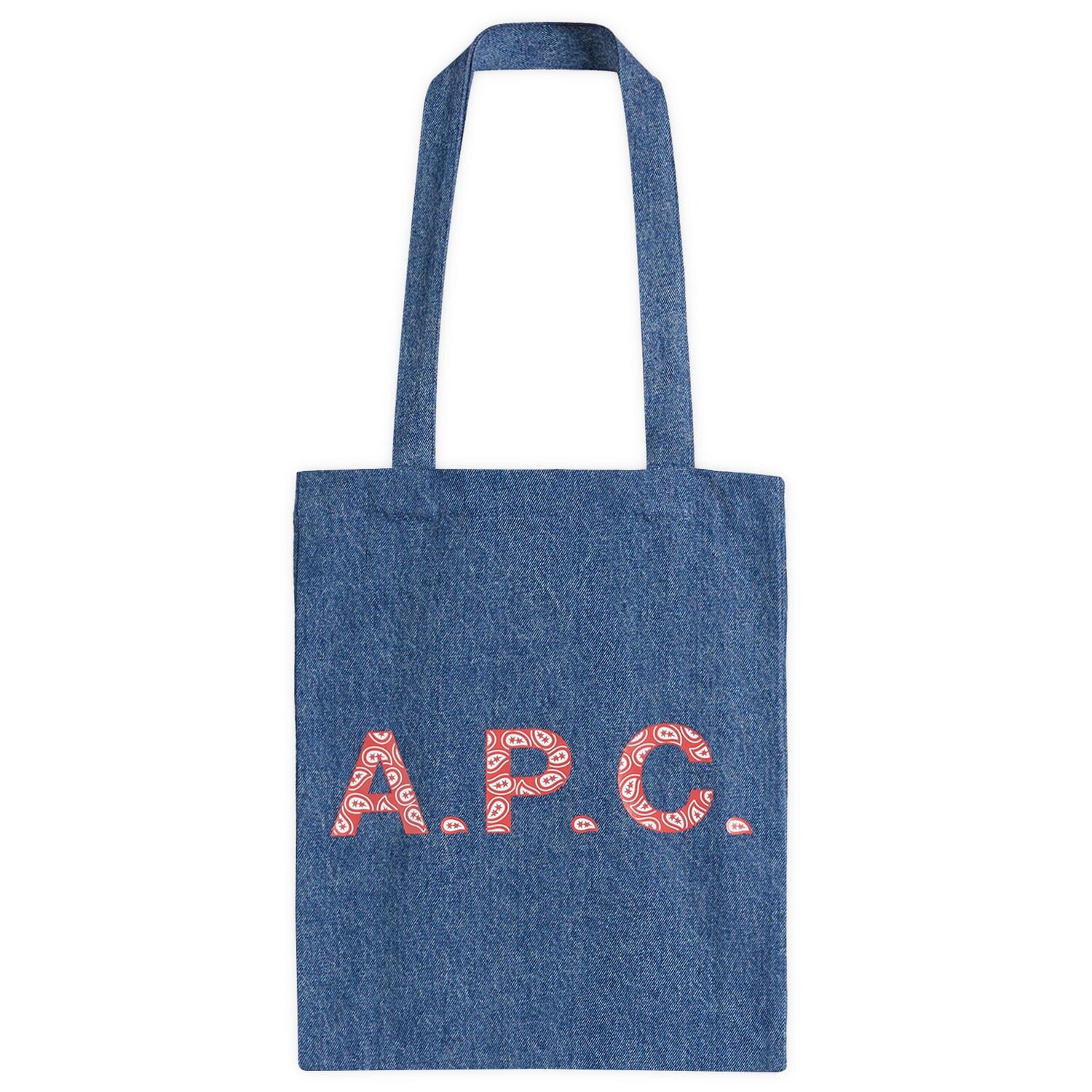 

Сумка тоут A.P.C. Lou Paisley Logo Denim Tote, цвет Washed Indigo