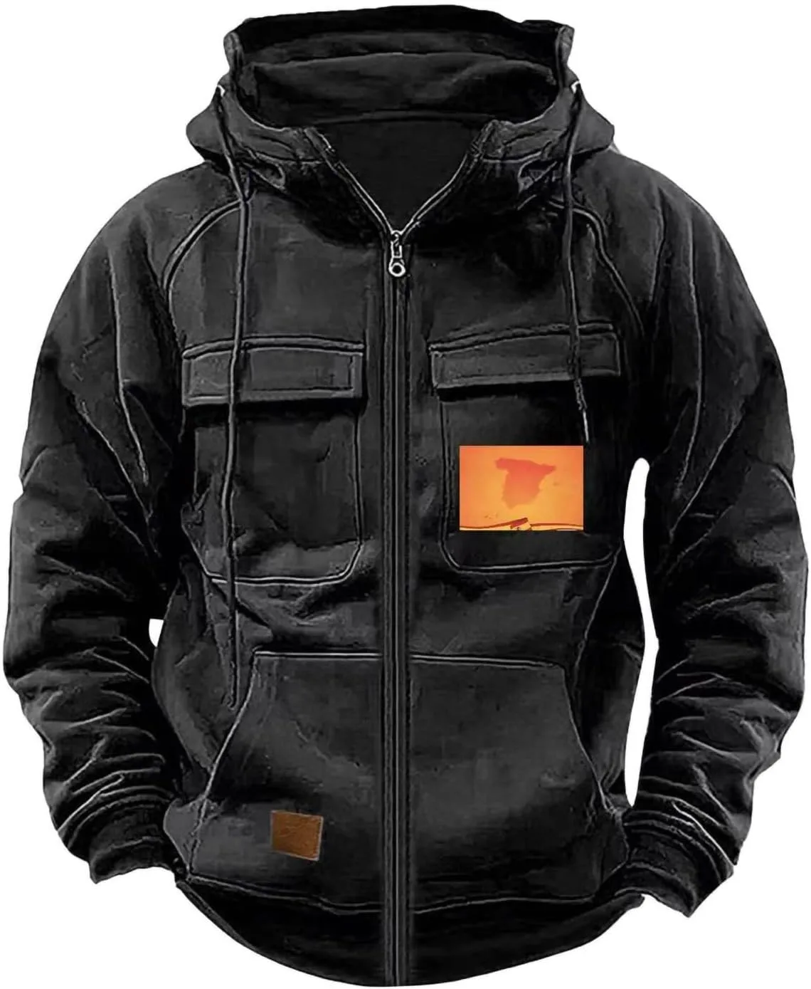 

Мужская зимняя худи-карго с капюшоном на молнии