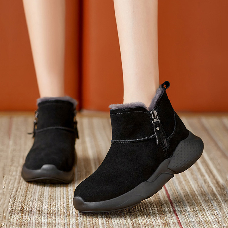 Devanro Тёплые износостойкие противоскользящие короткие зимние сапоги женские - Black, цвет Black — фото 2