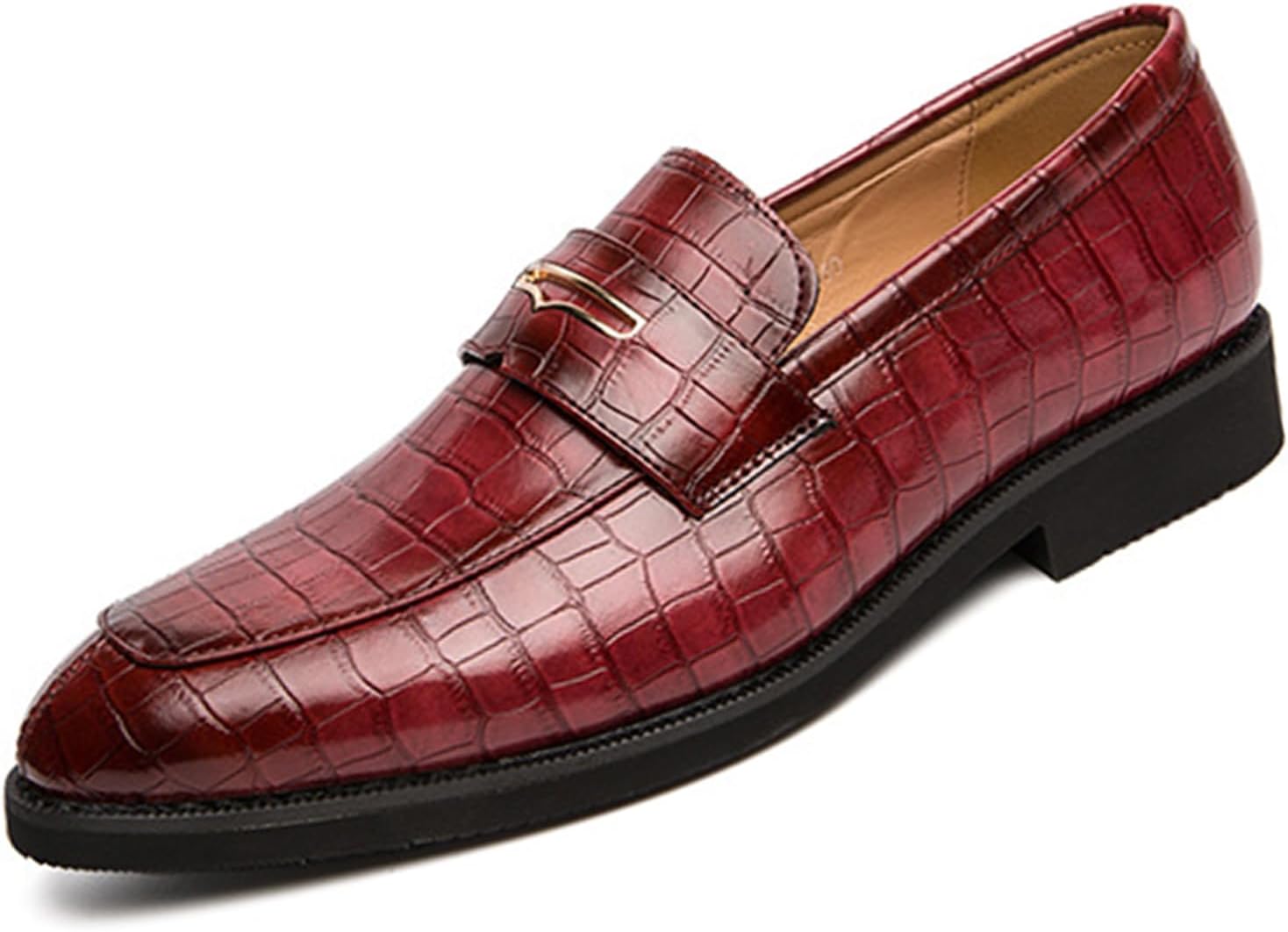 

Мужские кожаные удобные слипоны Penny Loafers модные роскошные туфли с принтом Oxford, удобный массивный каблук, противоскользящие повседневные деловые туфли Galonfulty, красный
