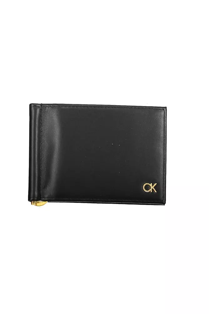 

Черный кожаный мужской кошелек Calvin Klein