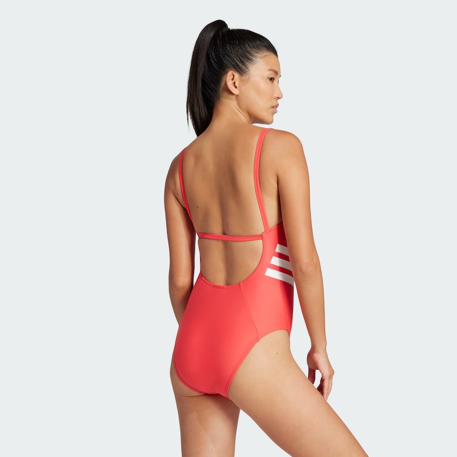 Купальник-бралетт для активного отдыха ADIDAS PERFORMANCE 3-Stripes U-back, светло-красный — фото 3