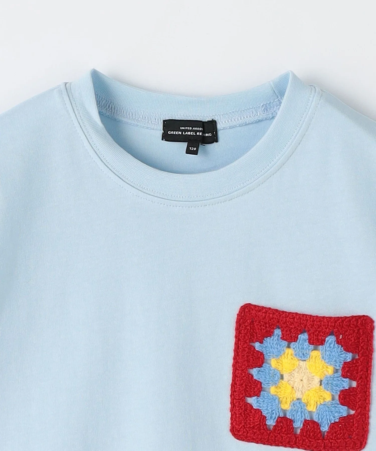 Вязаная футболка с карманом / Детская 100-160 см United Arrows Green Label Relaxing, LT.BLUE — фото 3