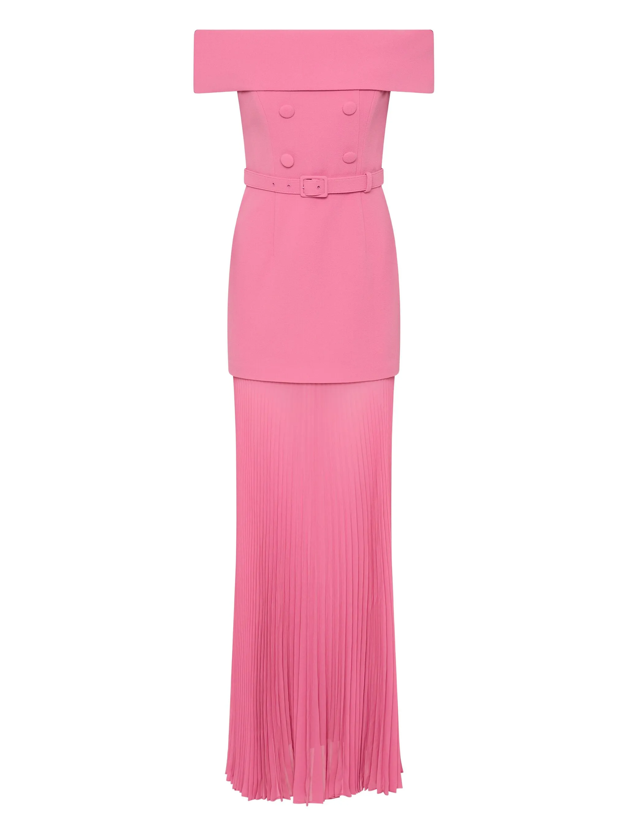 

Плиссированное платье миди Muriel с открытыми плечами Rebecca Vallance, розовый