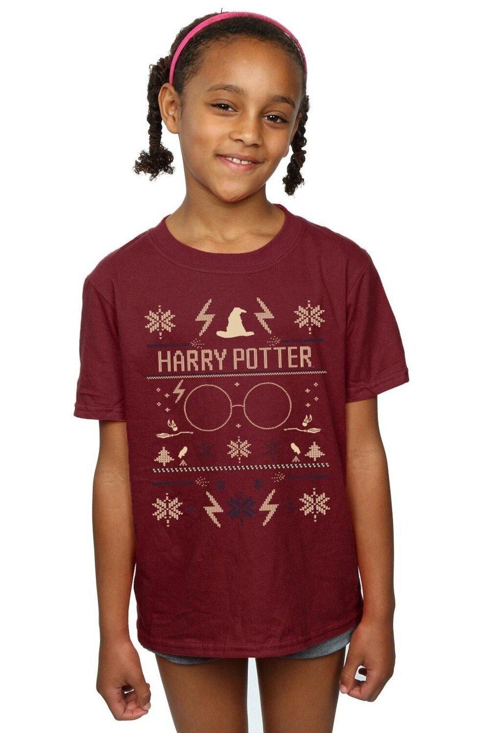 

Хлопковая футболка с рождественским узором Harry Potter, красный