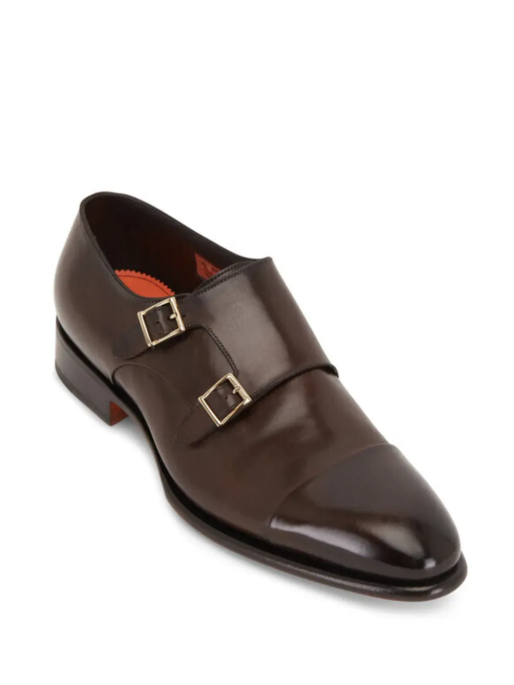 Туфли-монки с двойной пряжкой Santoni, коричневый — фото 2