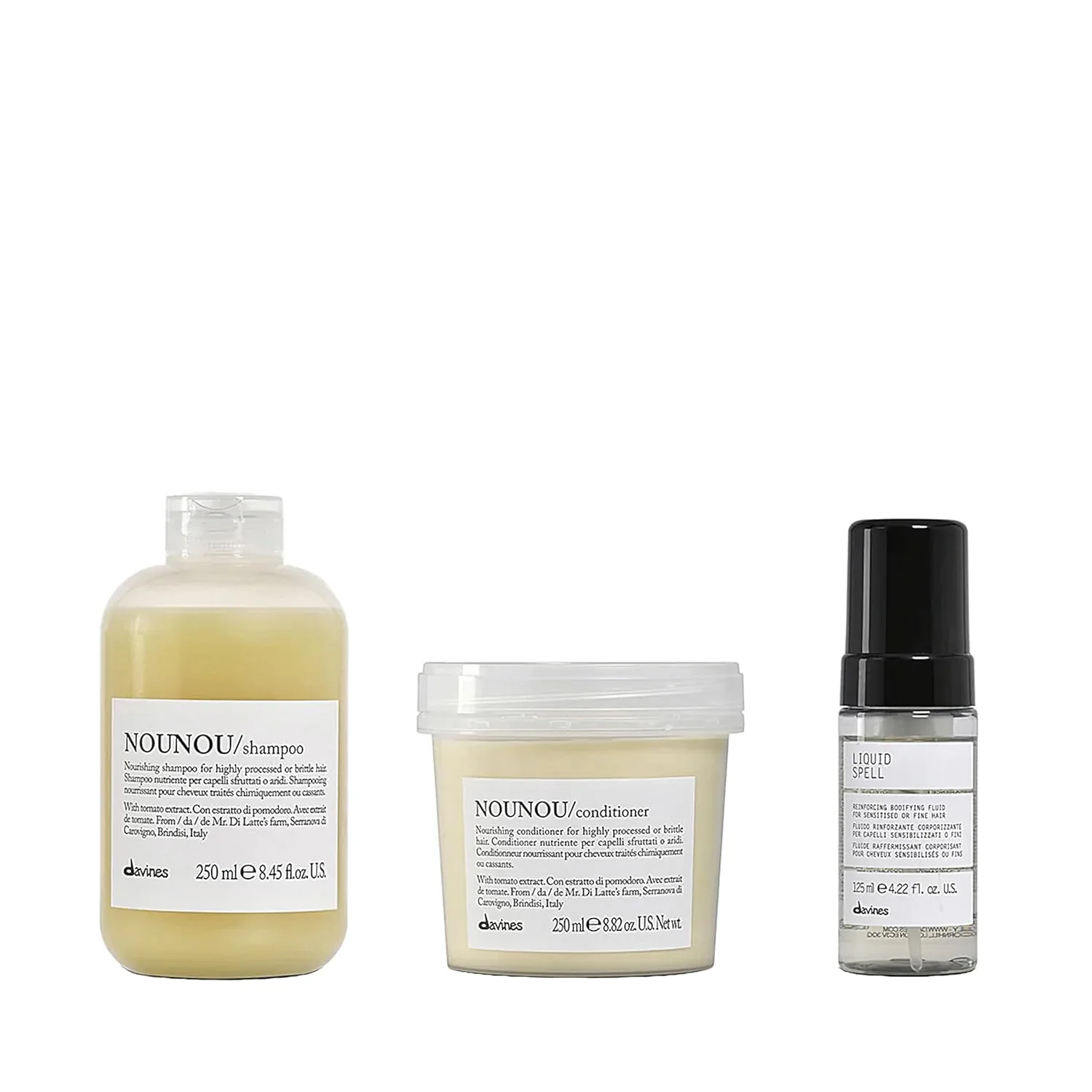 Davines NOUNOU Кондиционер | Увлажняющий глубокий кондиционер для обесцвеченных, завитых, расслабленных, поврежденных или очень сухих волос | Восстанавливает химически обработанные волосы | 74 мл набор из 2 штук