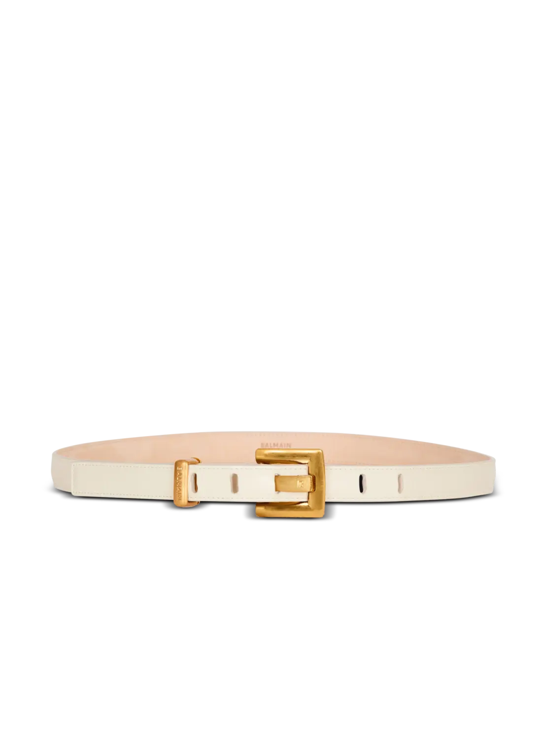 

Узкий кожаный ремень Anthem Balmain, бежевый/черный