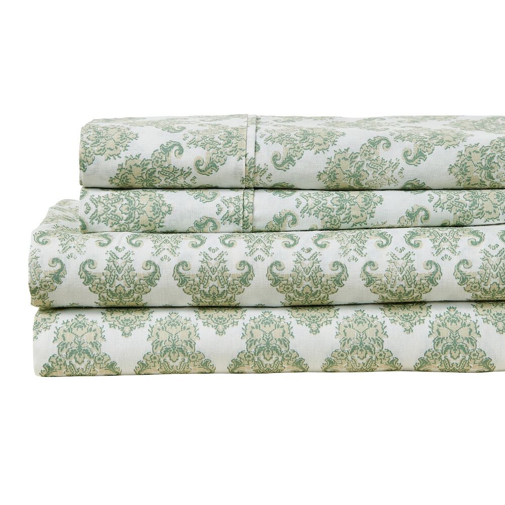 

Комплект постельного белья с наволочками и винтажным принтом Patina Vie Maison Percale, цвет White Green