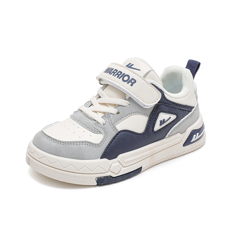 

Warrior Антиударные, противоскользящие и износостойкие низкие детские скейтерские кроссовки, бежевый/синий/серый