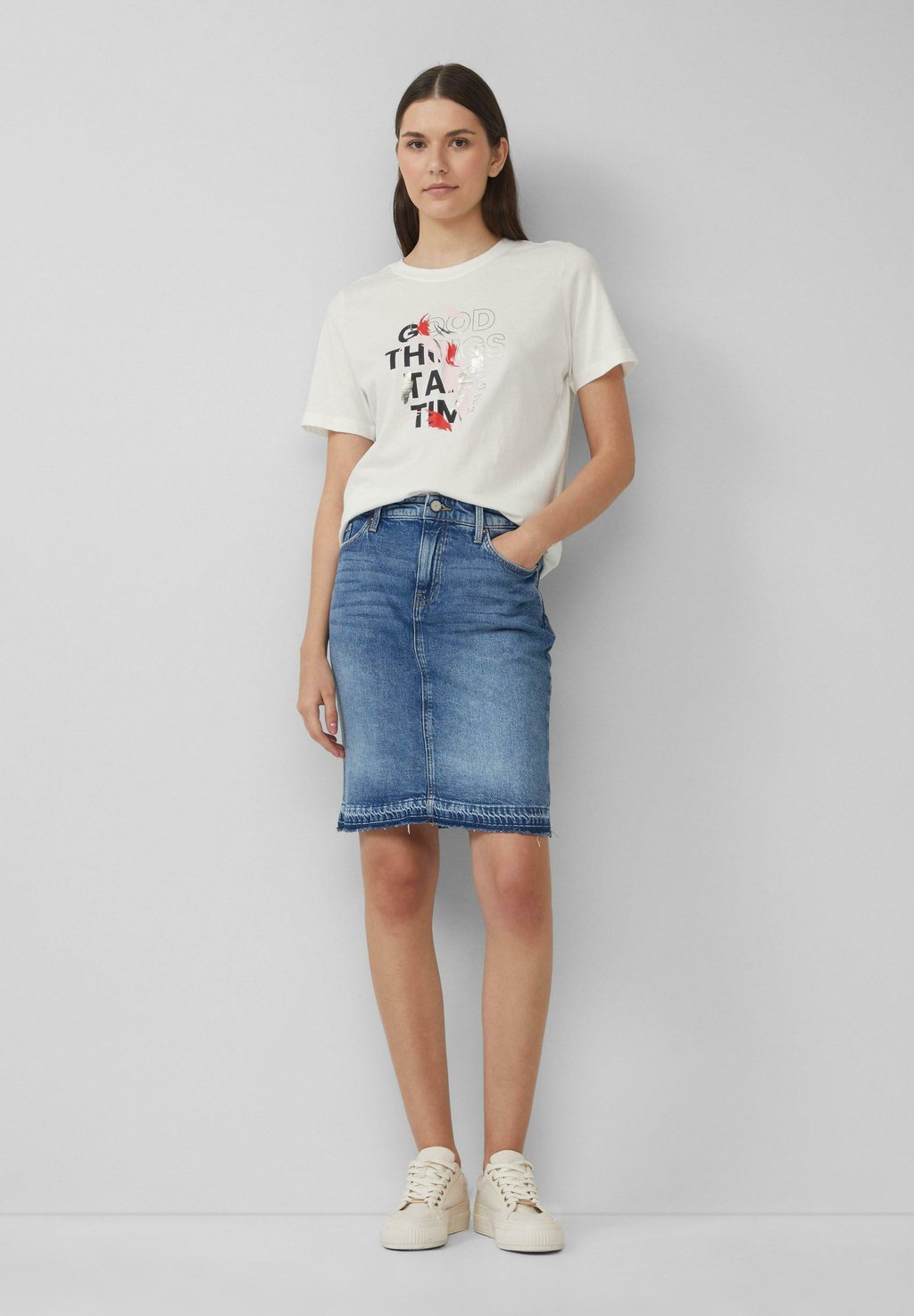

Джинсовая юбка MIT OFFENEM SAUM - Pencil skirt s.Oliver, цвет Blau