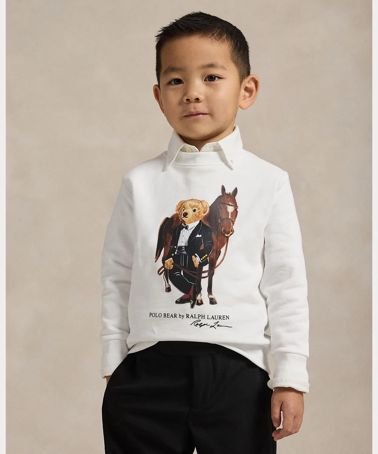 Свитшот Polo Bear с лошадью, Ralph Lauren, хлопок, белый