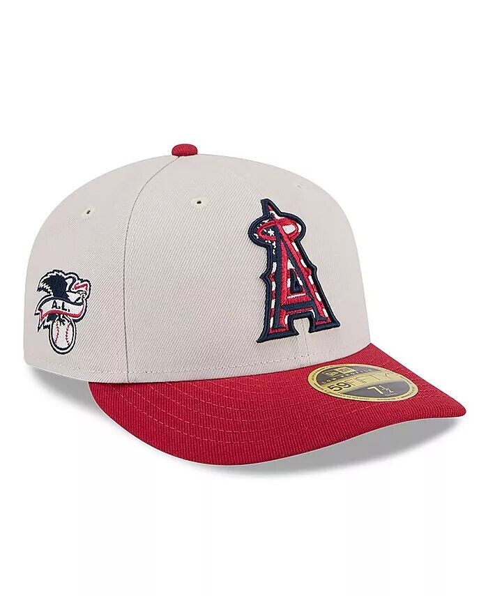 

Мужская красная приталенная шляпа Los Angeles Angels 4 июля 59FIFTY с низким профилем New Era, бежевый
