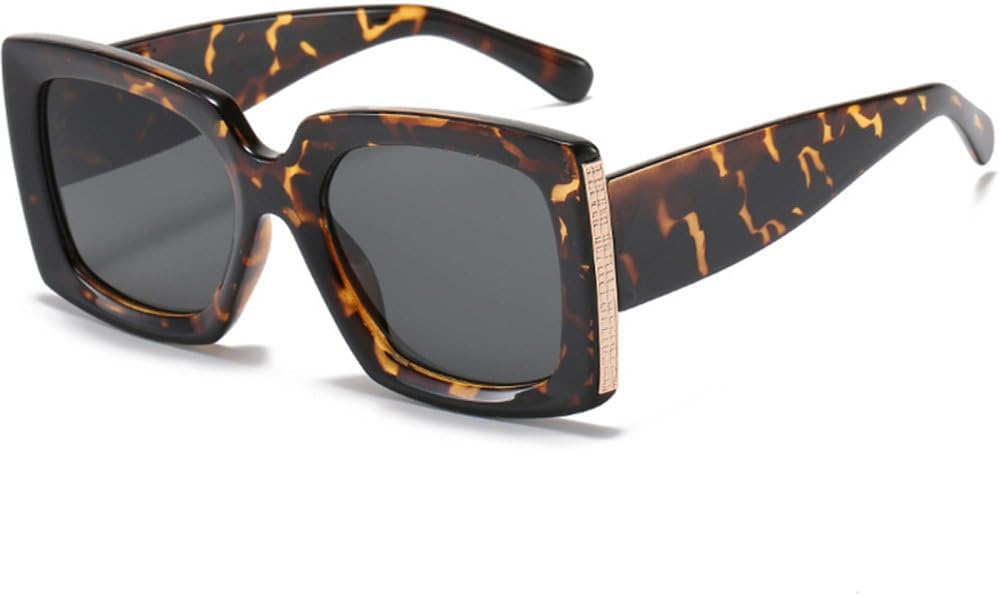 

Классические женские солнцезащитные очки в стиле ретро, ​​модные солнцезащитные очки с градиентным зеркальным покрытием и широкими дужками, защита от УФ-излучения UV400, модные мужские солнцезащитные очки TYUVIVO, Leopard Gray