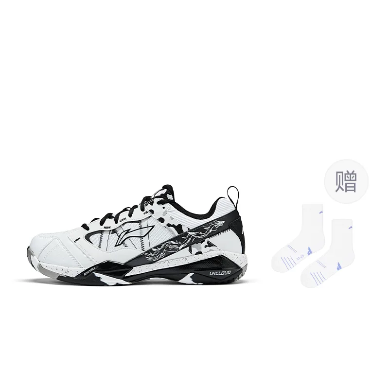 Кроссовки для бадминтона Li-Ning Abсорбирующие, низкие, унисекс, бело-черные
