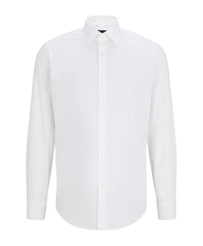 

Белая хлопковая рубашка с длинными рукавами Hugo, белый