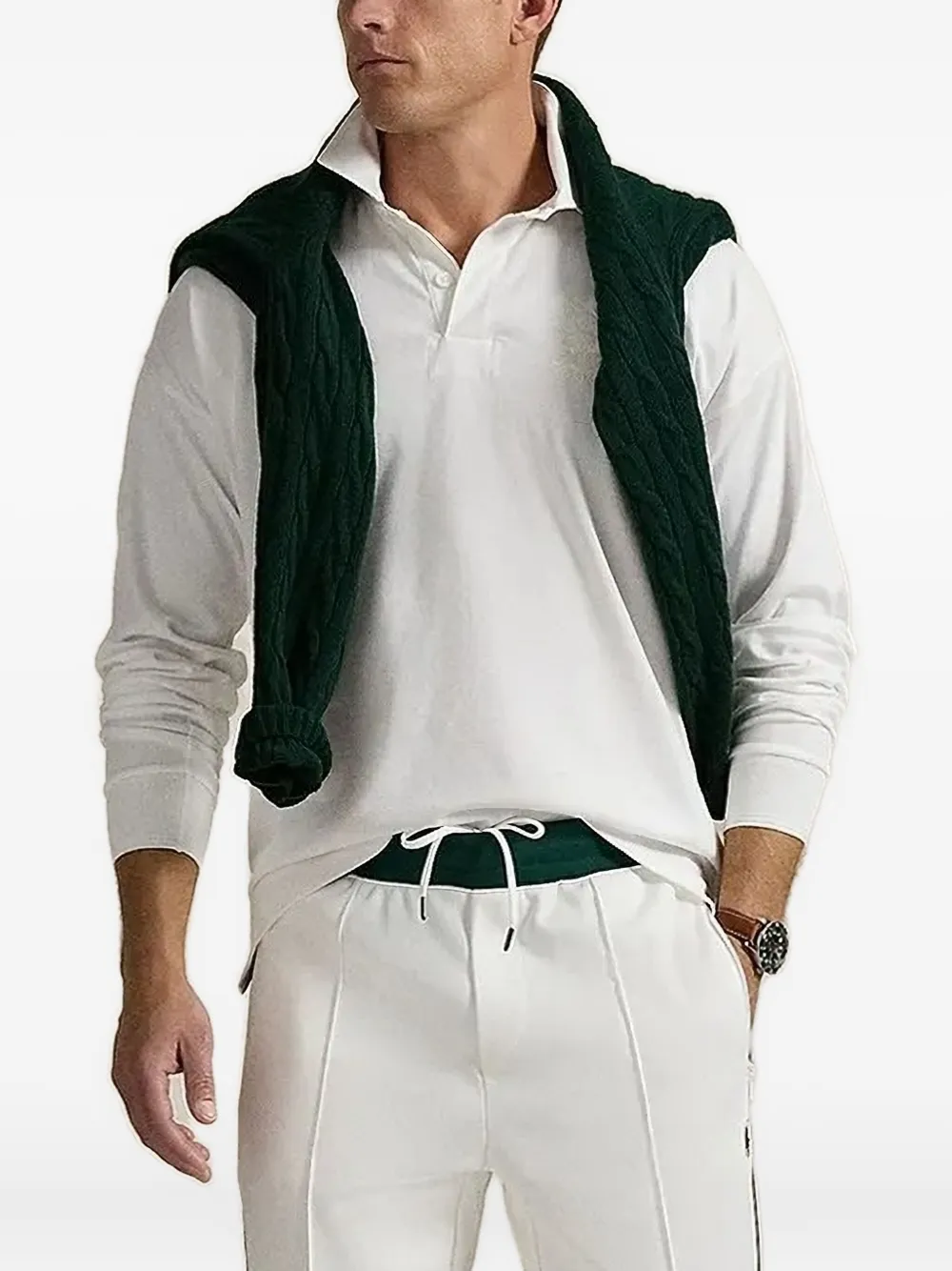 

Вышитая рубашка-поло с длинными рукавами POLO RALPH LAUREN, белый