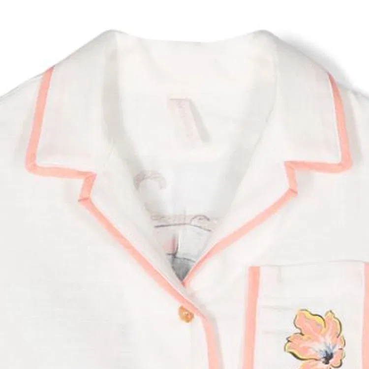 Рубашка хлопковая Cuban Collar Zimmermann белая — фото 4