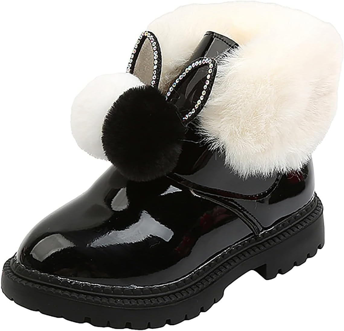 

Детские ботинки IWIHMIV для девочек, ботильоны до щиколотки, противоскользящие, короткие нарядные ботиночки с мягкой подошвой, зимняя обувь, Black