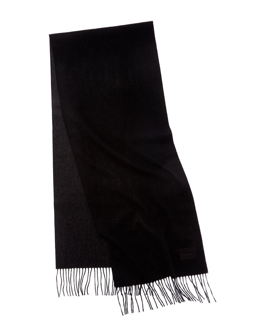 

Двусторонний однотонный длинный шарф Vince из смеси шерсти и кашемира с кожаной отделкой Vince, черный