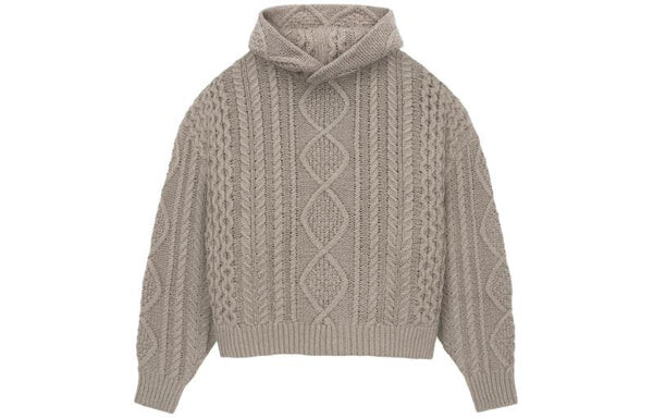 Толстовка fw23 cable knit hoodie 'core heather' Fear Of God Essentials, коричневый — фото 2