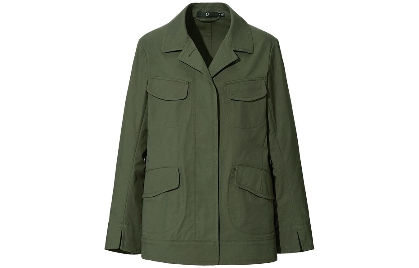 

Хлопковая льняная куртка сафари Uniqlo Unisex, 56 оливковый