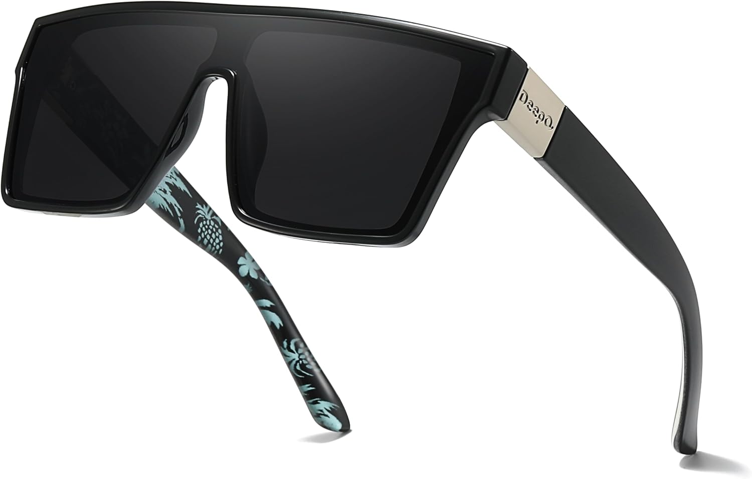 

Солнцезащитные очки DeepQ увеличенного квадратного размера с поляризацией для мужчин и женщин, цельные солнцезащитные очки с защитой от УФ-излучения UV400 для занятий спортом, R02 Glossy Black/Gray