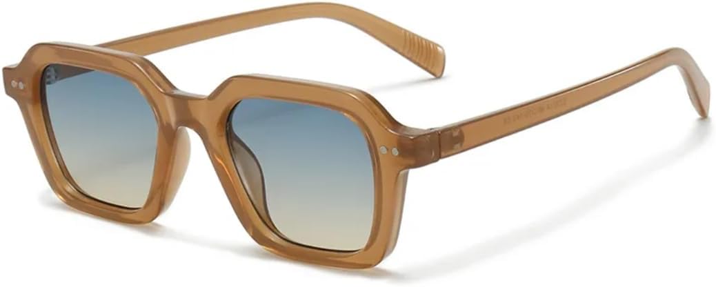 

Винтажные квадратные солнцезащитные очки с цветными заклепками для мужчин, модные градиентные очки с защитой от УФ-излучения UV400 для женщин, класса люкс UATXTAU, Brown