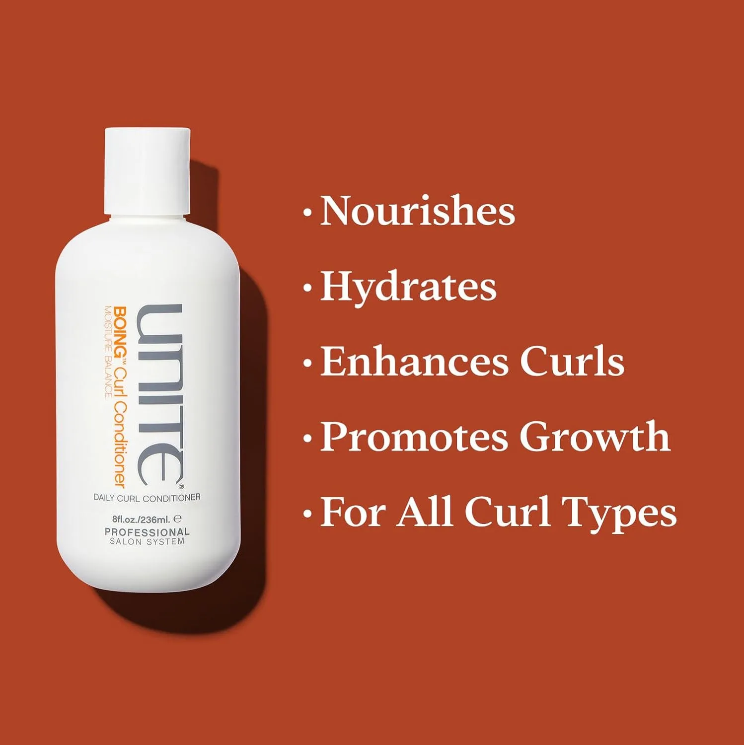 Кондиционер для кудрявых волос UNITE Hair - BOING - Увлажняющий кондиционер для увлажнения, придания формы и разглаживания натуральных локонов - Для волнистых, кудрявых и вьющихся волос - 237 мл — фото 3