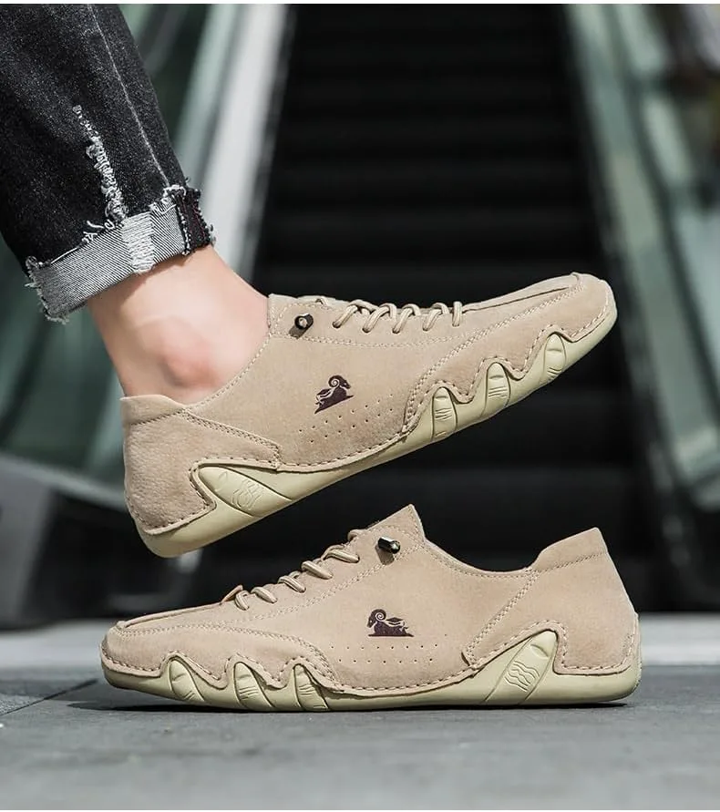 Мужские повседневные кожаные кроссовки, обувь Chukka Slip On Не скользящие дышащие ботинки Туристическая обувь DMGYCK, белый — фото 4