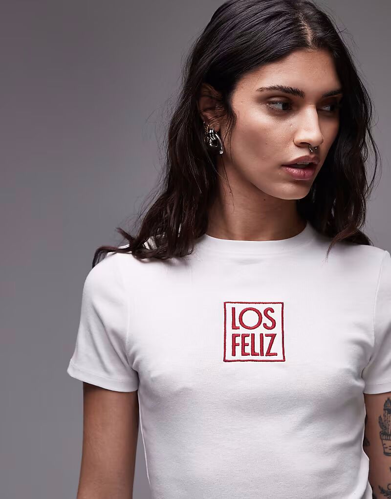 

Футболка детская Los Feliz с вышивкой Topshop белого цвета