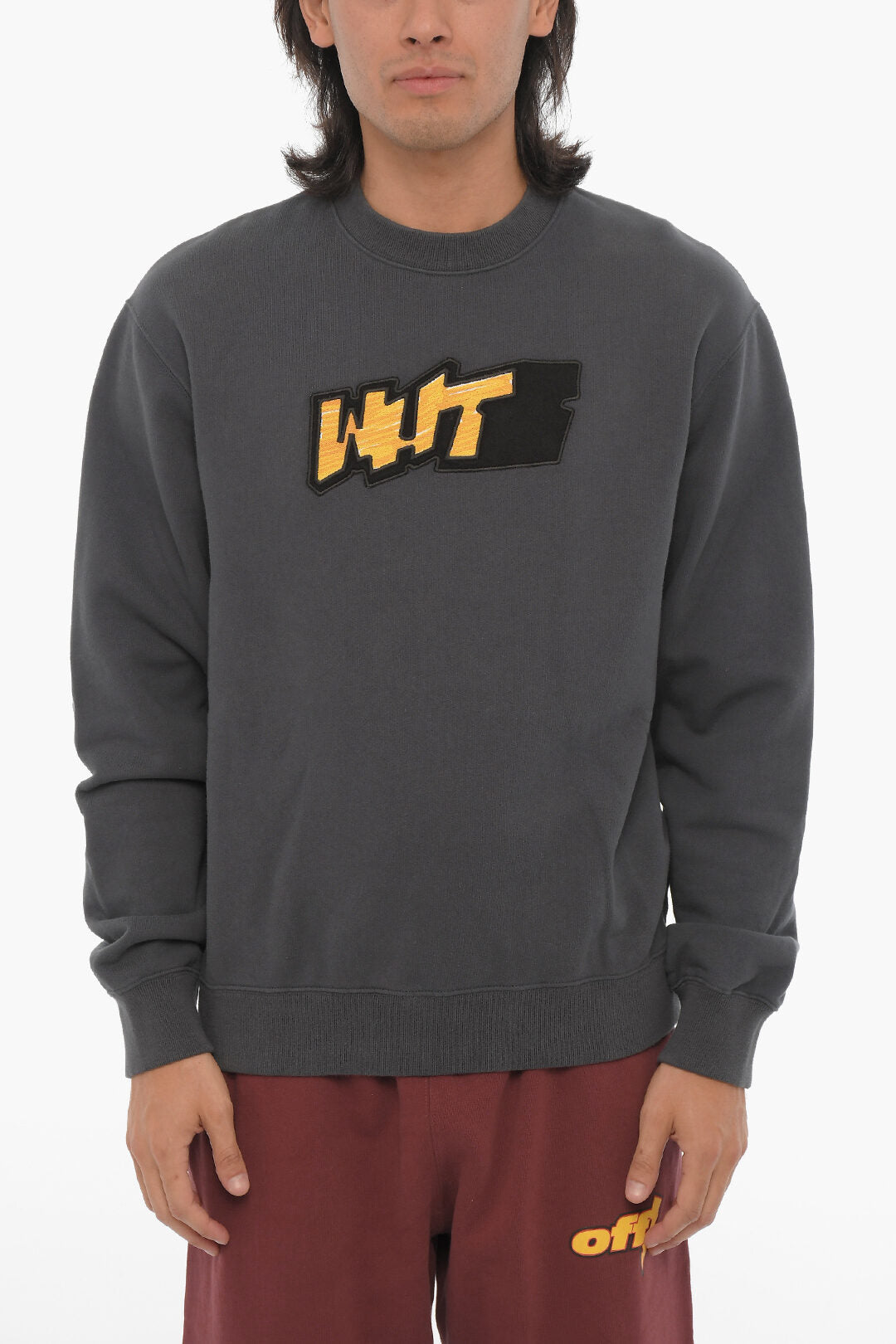 

Свитшот SEASONAL Slim Fit с круглым вырезом и контрастными деталями цвета Off-White