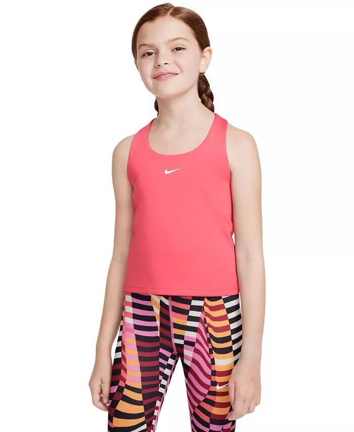 

Спортивный бюстгальтер с логотипом Swoosh для больших девочек Dri-FIT Nike, красный
