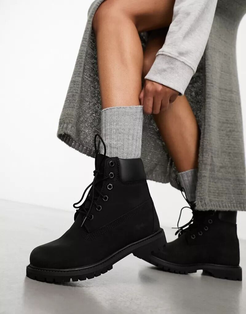 Черные высококачественные ботильоны из нубука Timberland, размер 6 дюймов