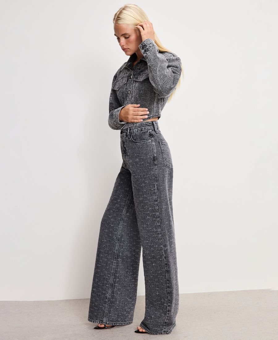 

Женские джинсы Dolly Joleans Crystal Good Skate с широкими штанинами, стандартные и большие размеры Good American, Black Gray