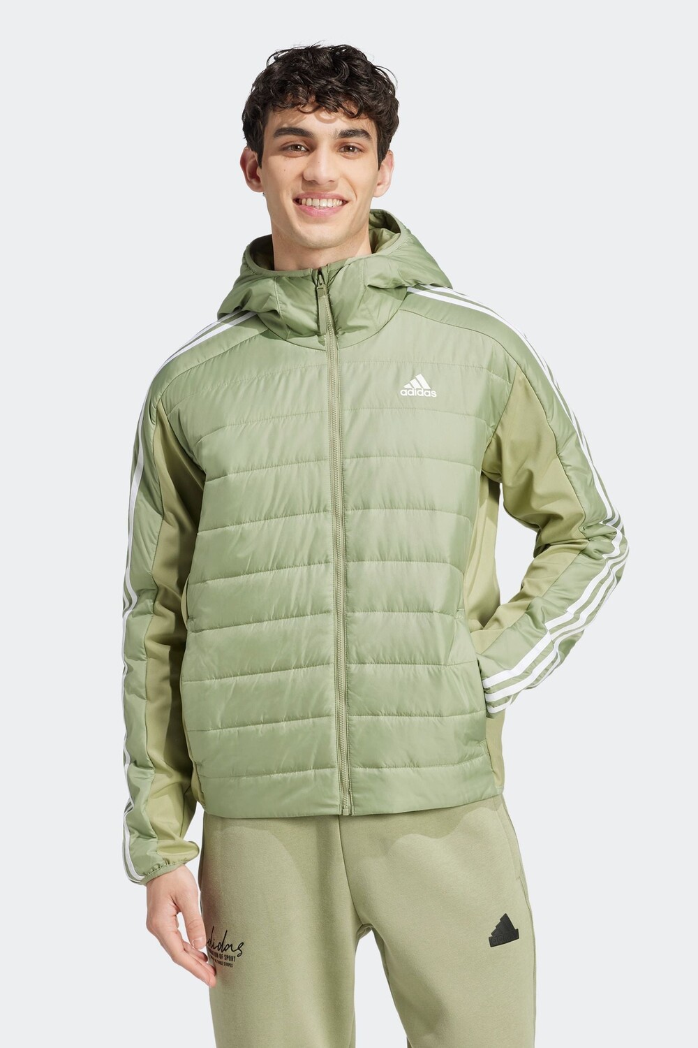 

Утепленная гибридная куртка Essentials с 3 полосками и капюшоном Adidas Terrex, зеленый