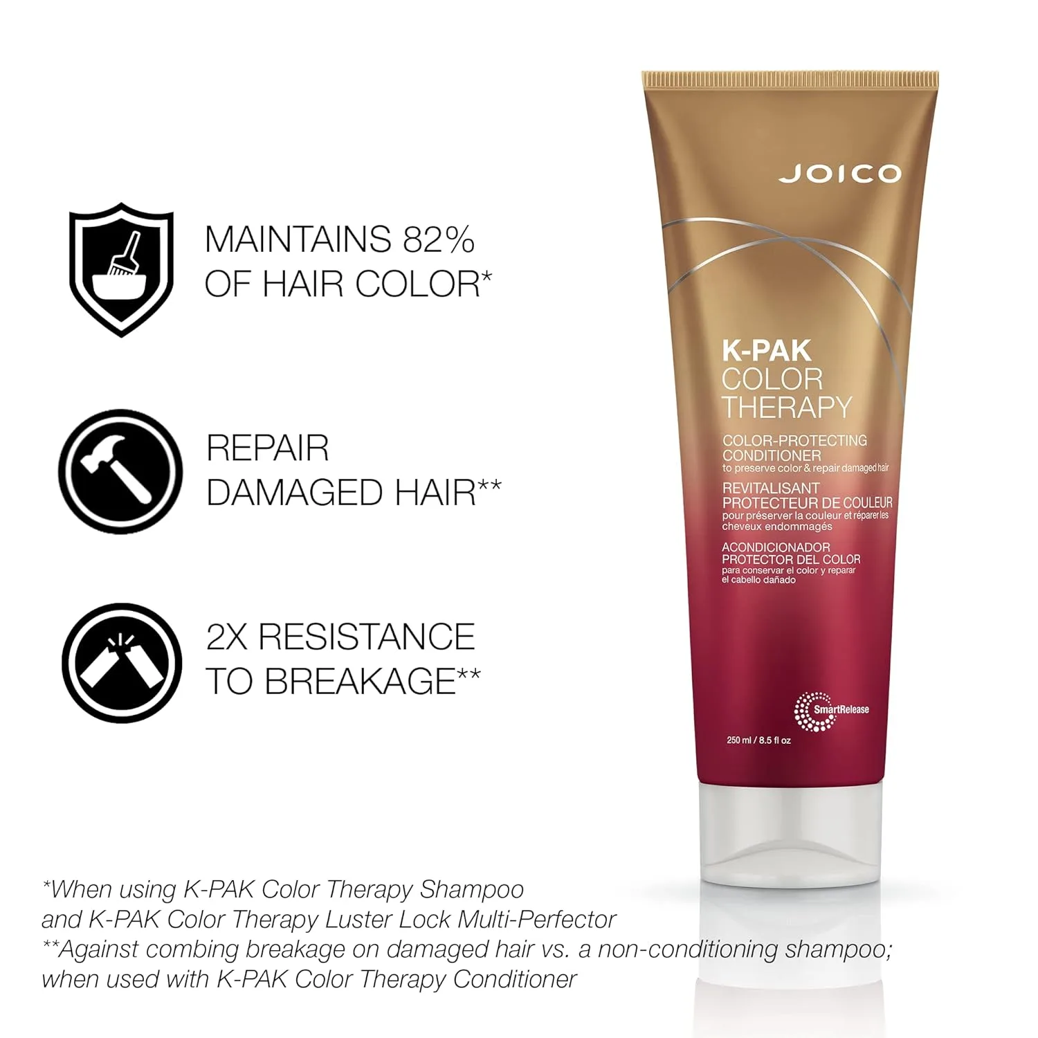 Joico K-PAK Color Therapy шампунь и кондиционер для защиты цвета, с кератином и аргановым маслом 275 мл (2 шт.) — фото 4