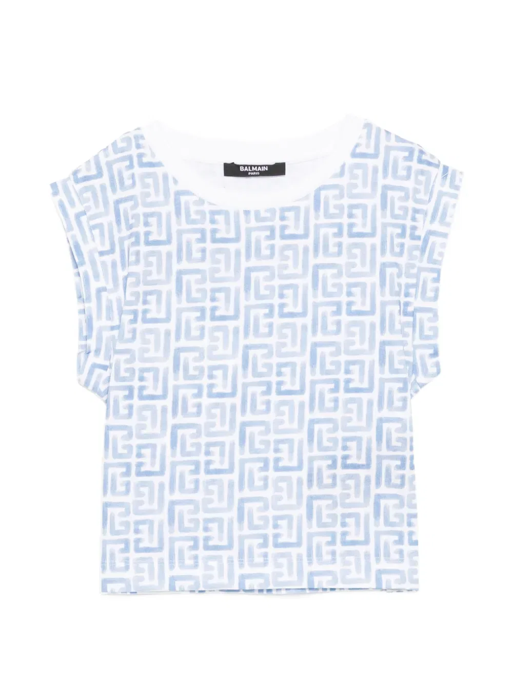 Хлопковая футболка с узором Balmain Kids, белый