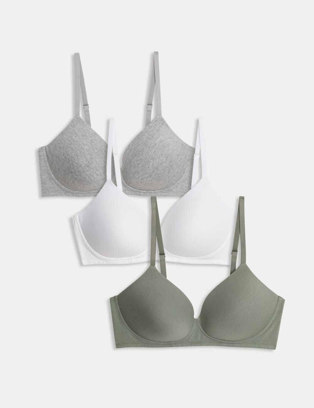

3 пары бюстгальтеров-футболок без косточек AE Marks & Spencer, зеленый